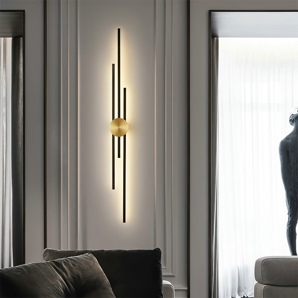 Black and Gold Linear Wall Light for Modern Indoor Lighting