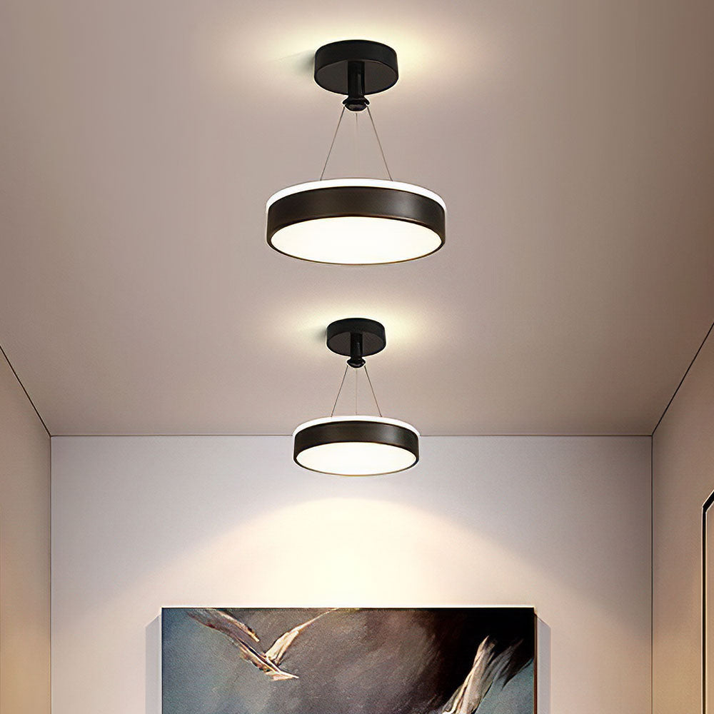 Minimalist Gold and Black Circular LED Pendant Light Fixture