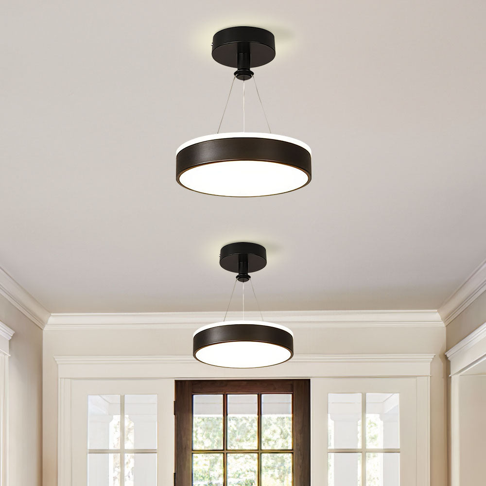Minimalist Gold and Black Circular LED Pendant Light Fixture