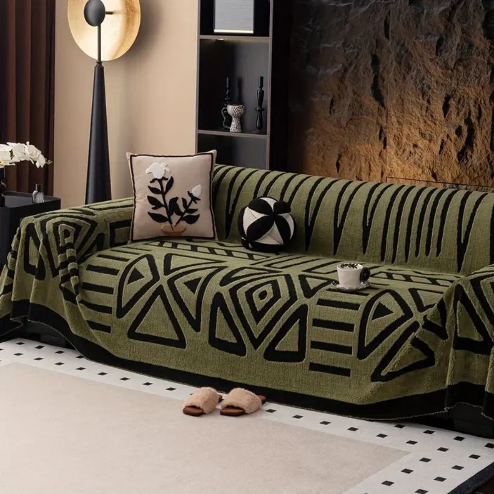 Knitted Maze Print Sofa Cover