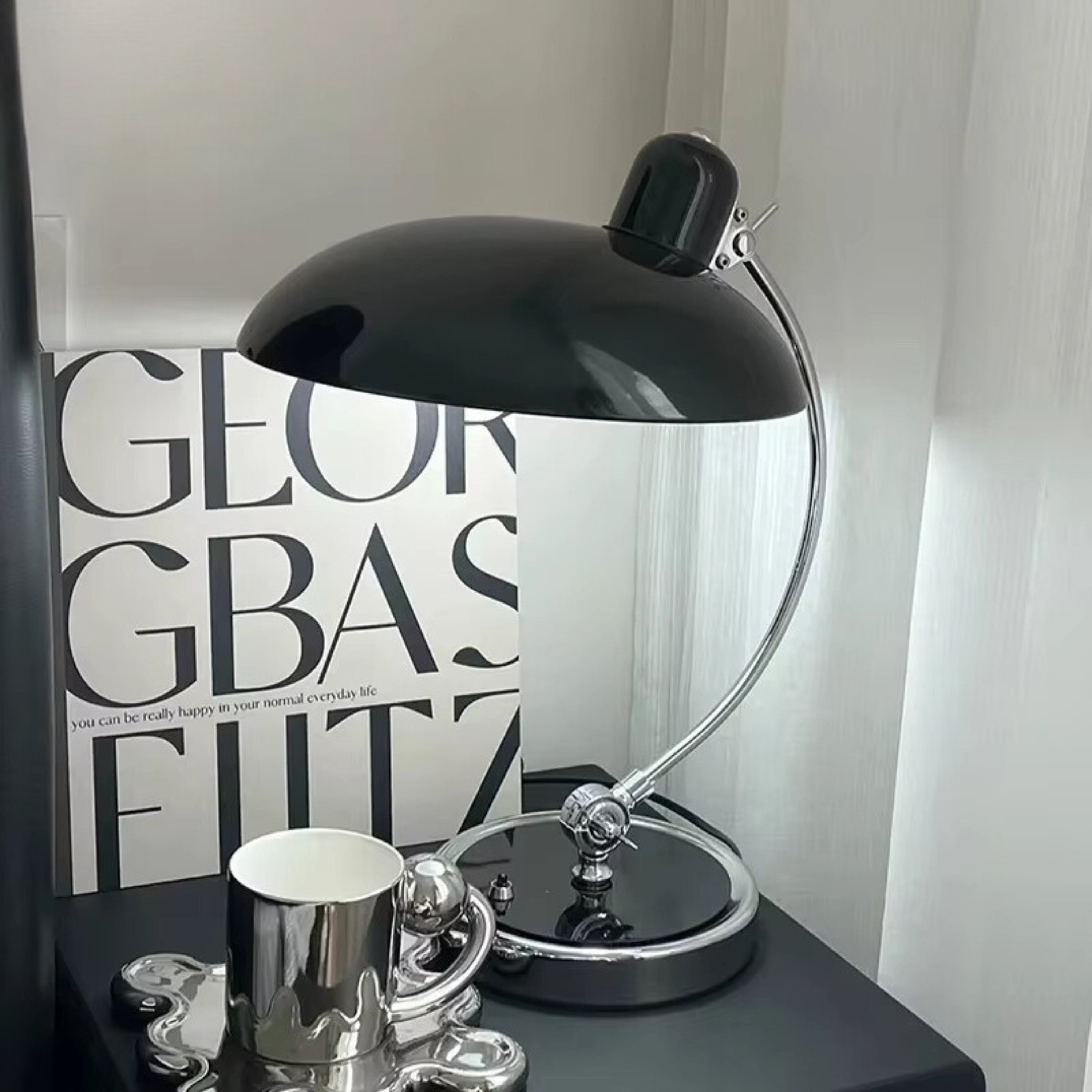 Scandinavian Minimalist Desk Lamp with Adjustable Curved Arm