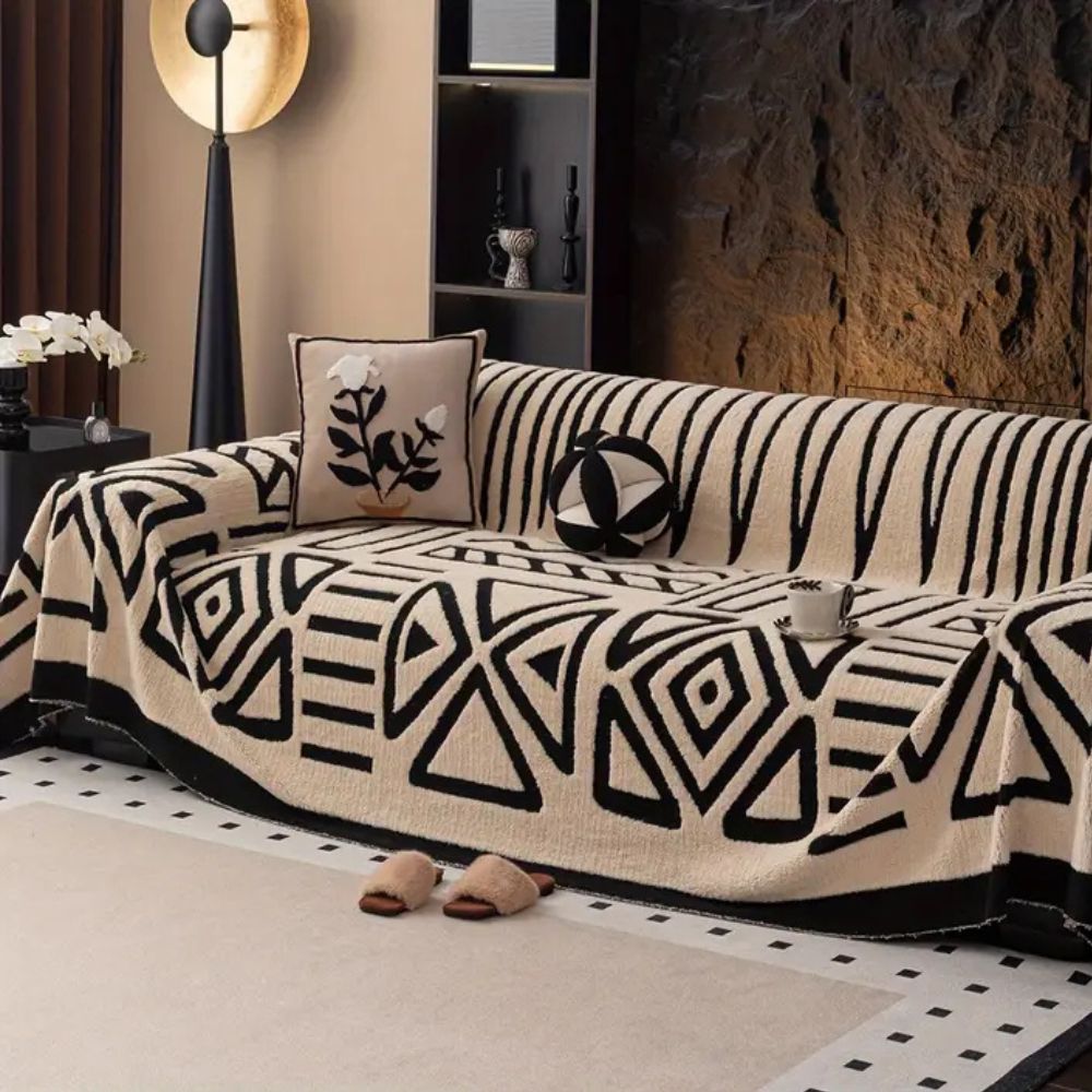 Knitted Maze Print Sofa Cover