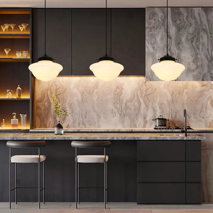 Mid Century Art Deco Pendant Light with Geometric Shade