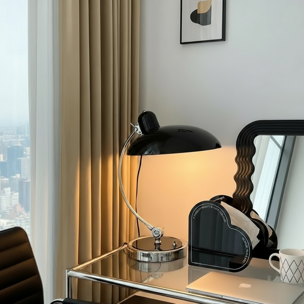 Scandinavian Minimalist Desk Lamp with Adjustable Curved Arm
