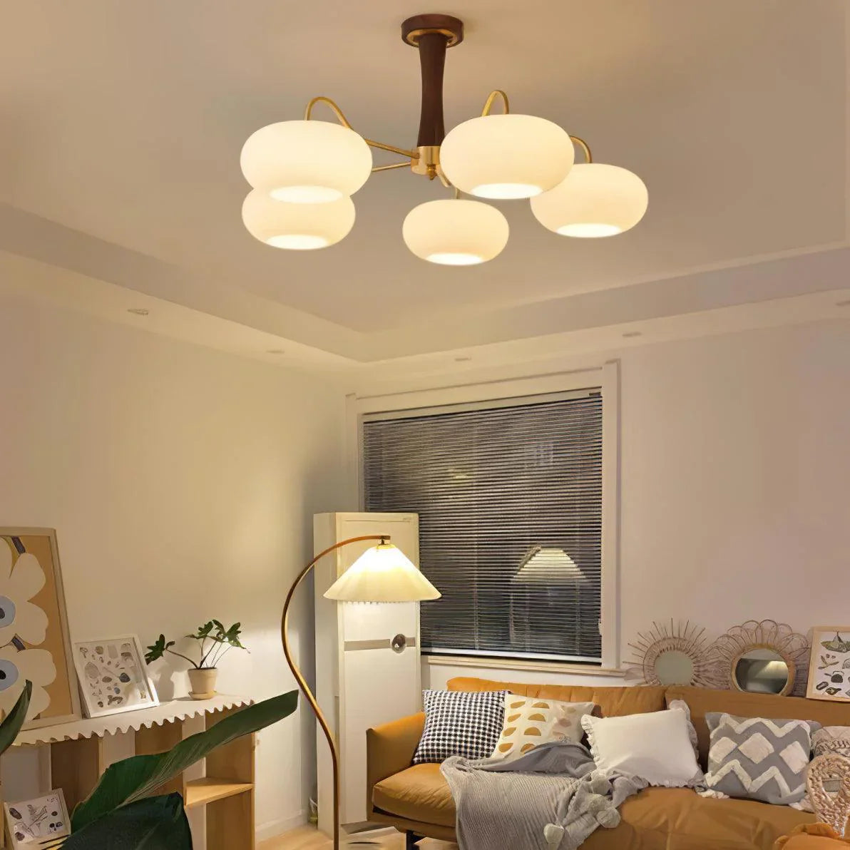 Contemporary Vintage Persimmon Shaped Ceiling Light