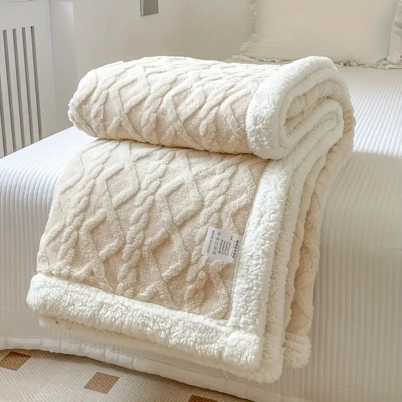 Textured Knitted Throw Blanket