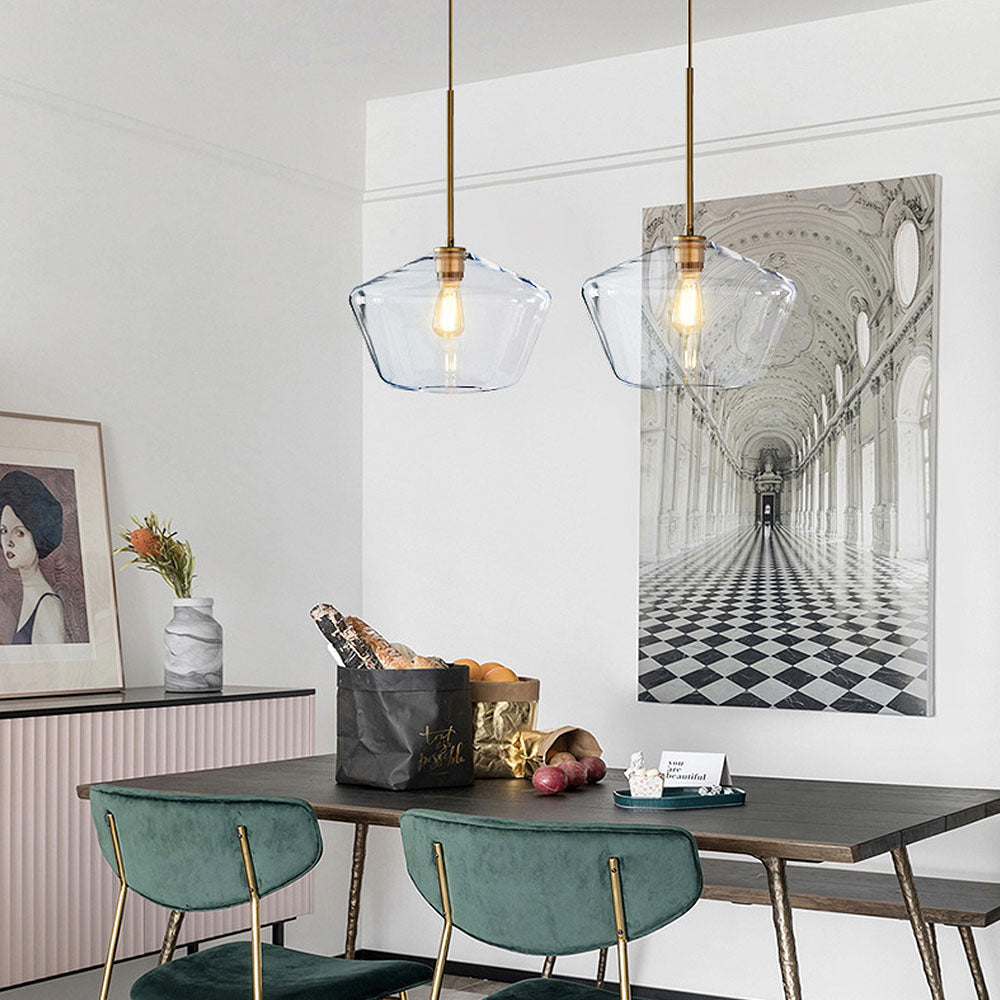 Modern Industrial Pendant Light with Geometric Shade