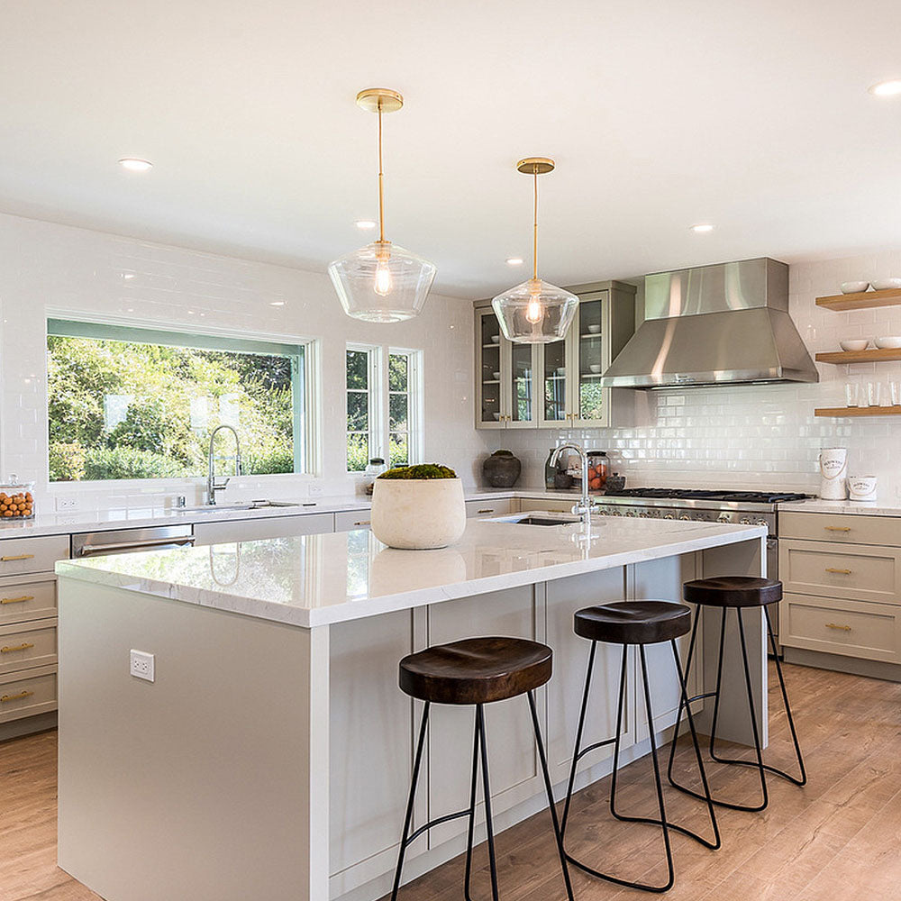 Modern Industrial Pendant Light with Geometric Shade