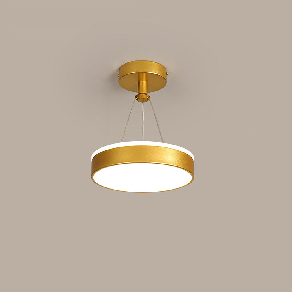 Minimalist Gold and Black Circular LED Pendant Light Fixture