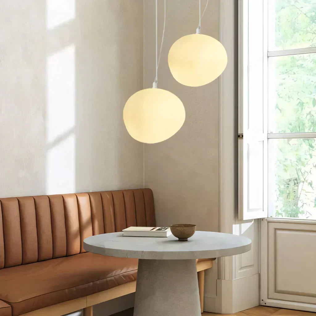 Contemporary White Pebble Pendant Light
