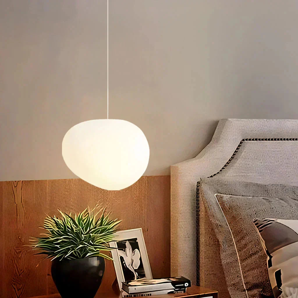 Contemporary White Pebble Pendant Light