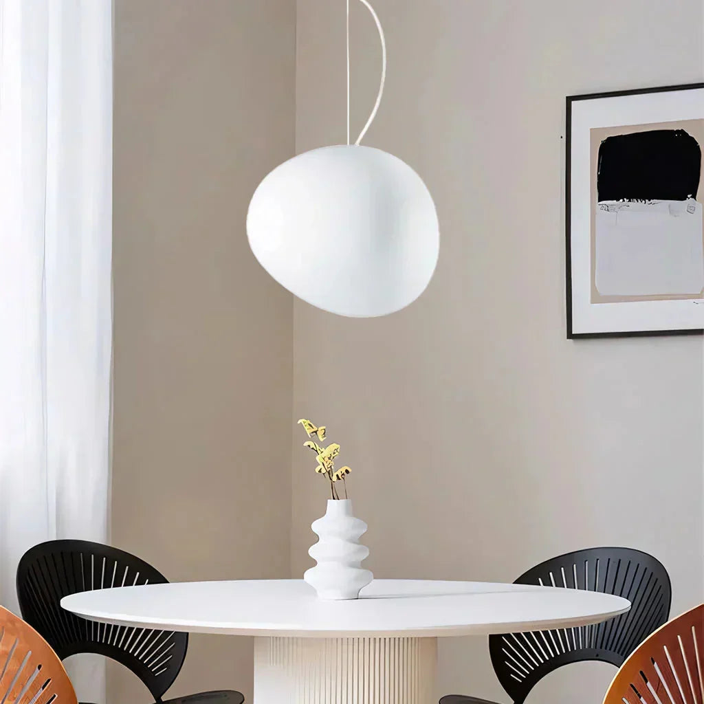Contemporary White Pebble Pendant Light