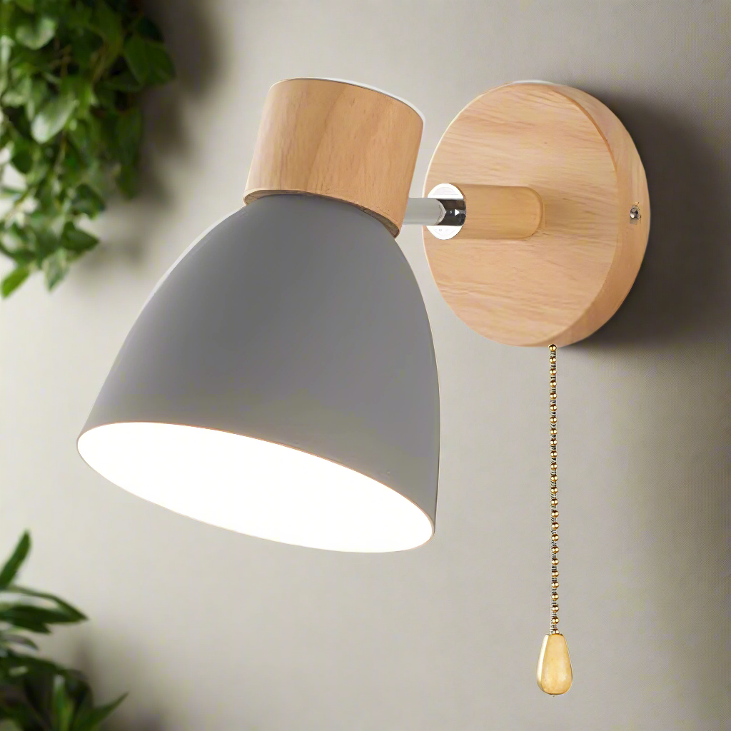 Scandinavian Style Wall Light with Pull Chain Switch