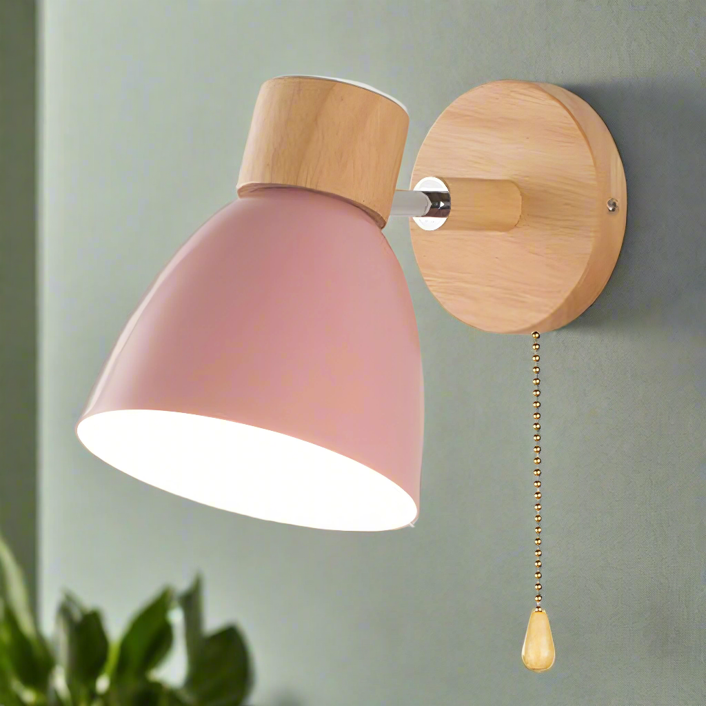 Scandinavian Style Wall Light with Pull Chain Switch