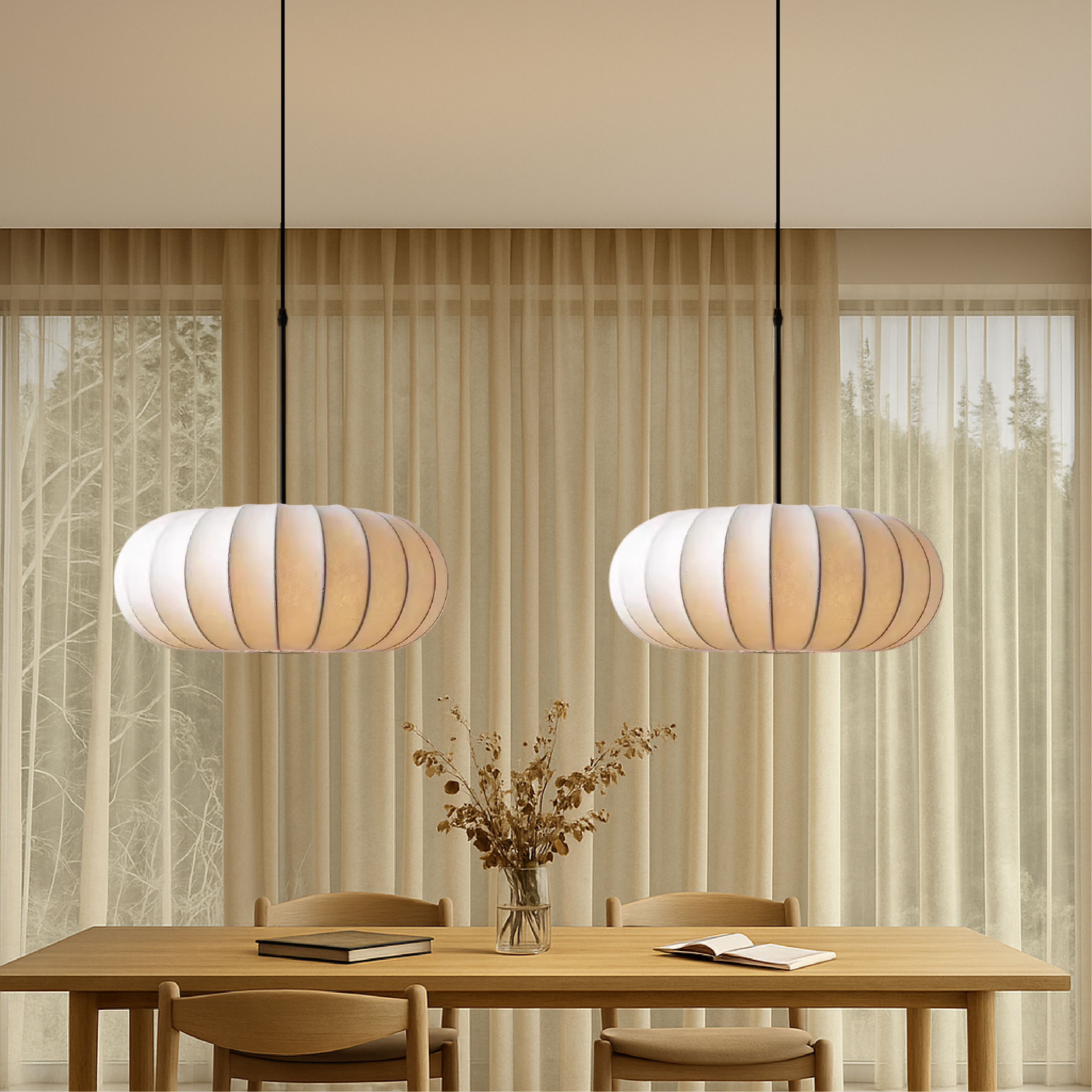 Minimalist Contemporary LED Fabric Pendant Light