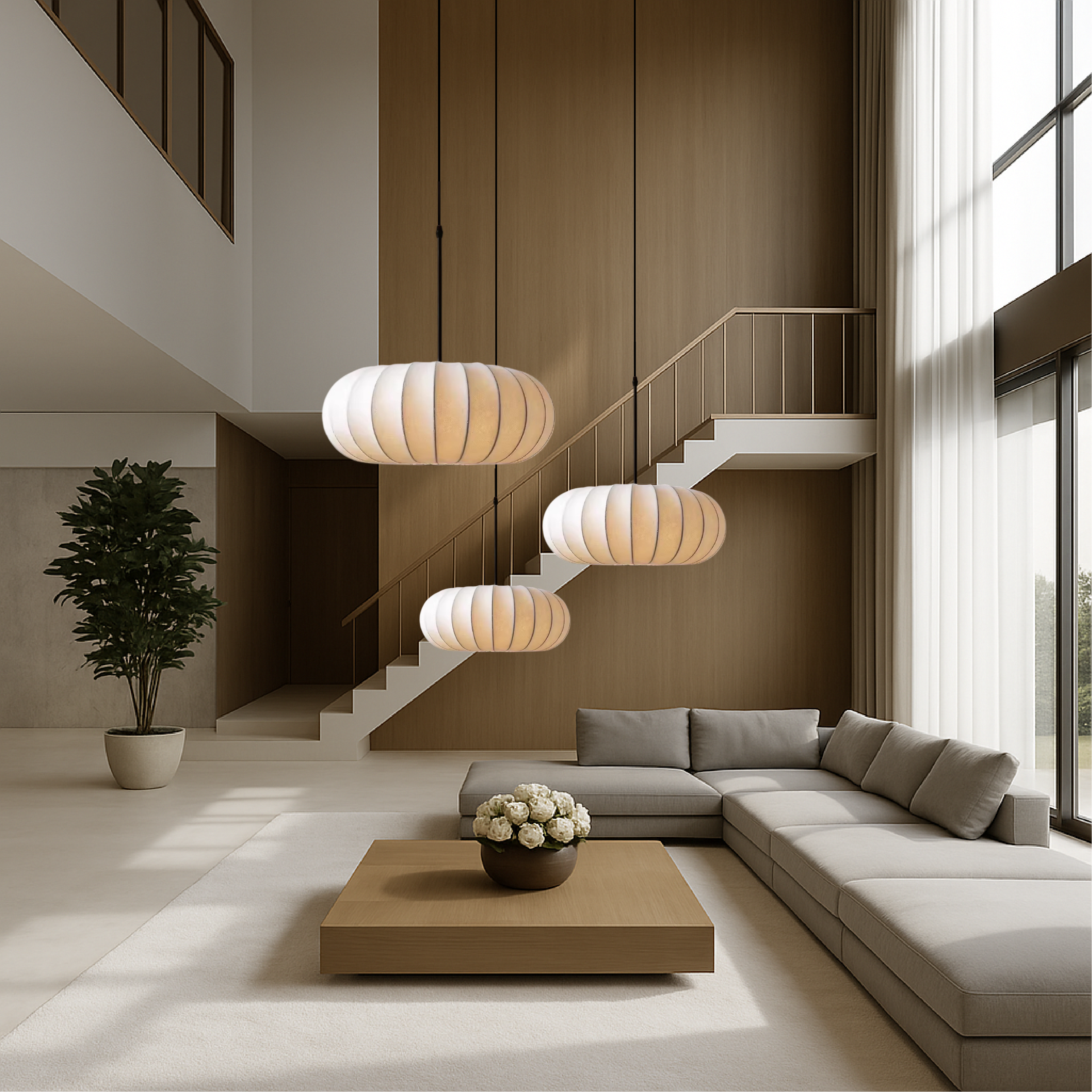 Minimalist Contemporary LED Fabric Pendant Light