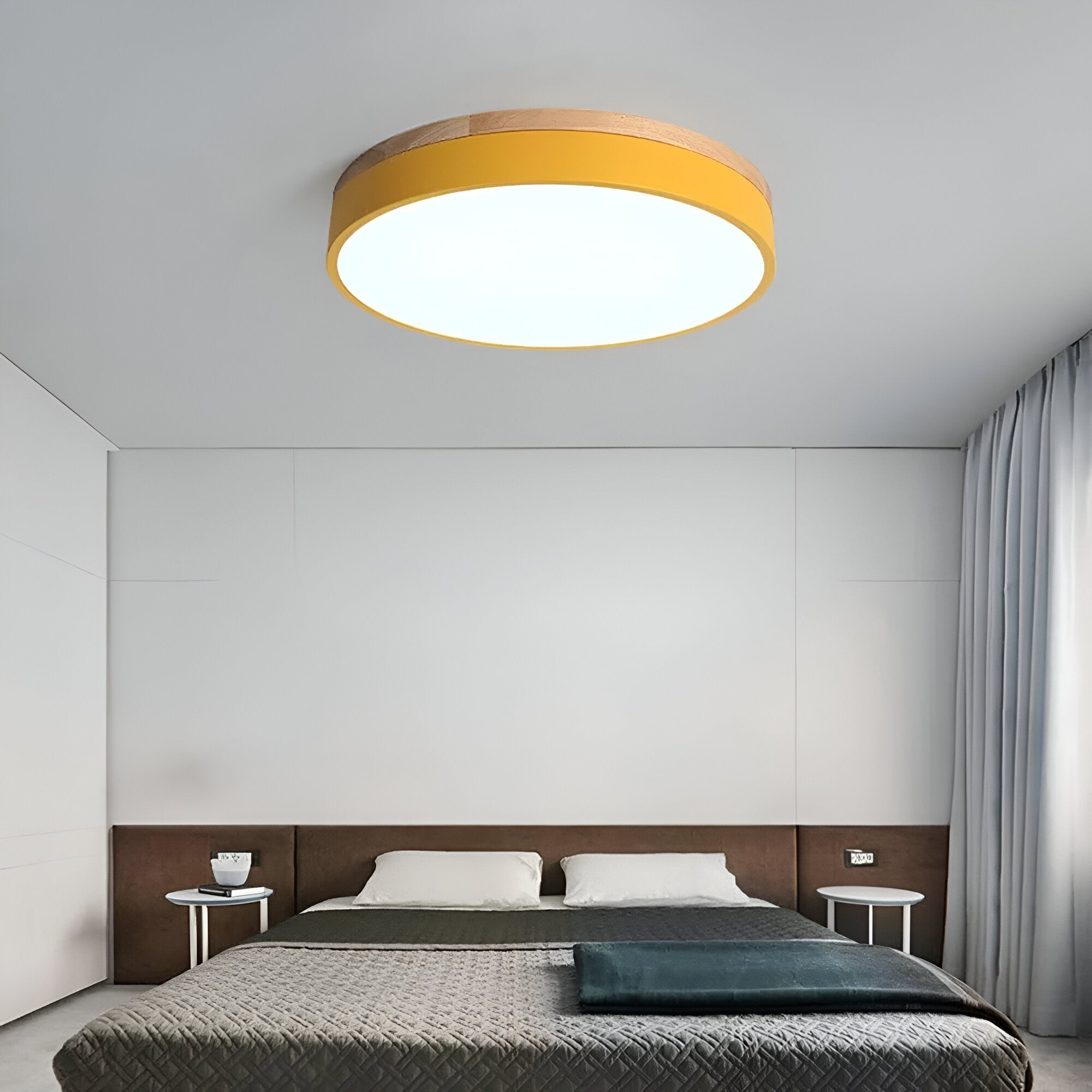 Contemporary Wooden Frame Flat LED Ceiling Light