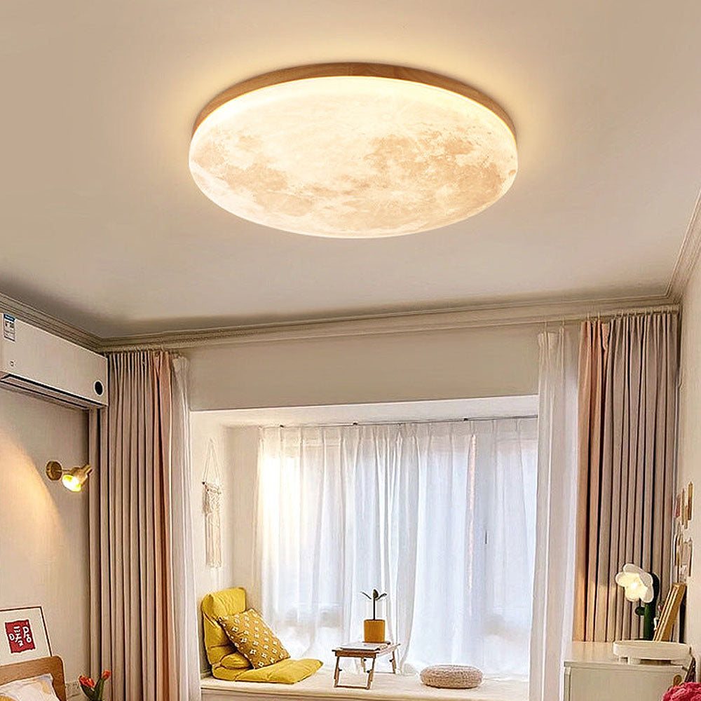 Minimalist Flush Mount Round Moon Ceiling Light