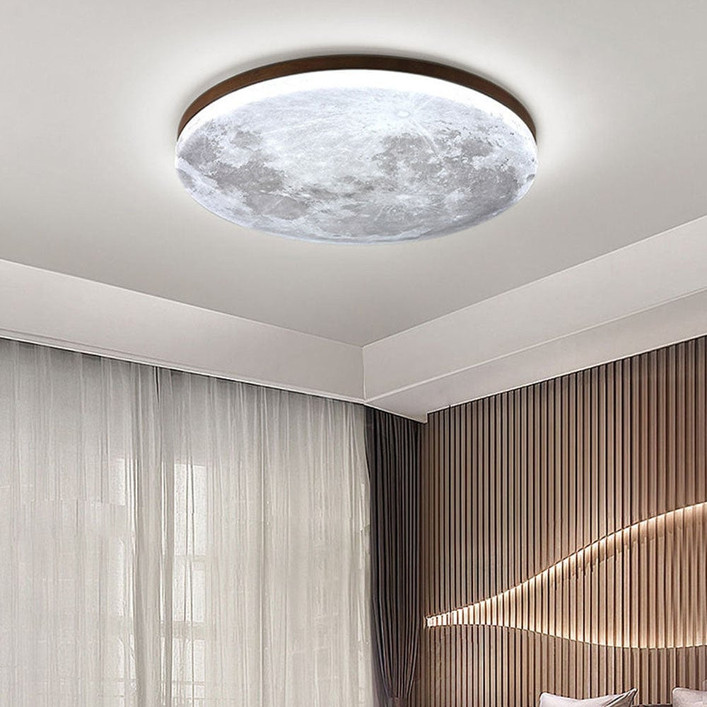 Minimalist Flush Mount Round Moon Ceiling Light