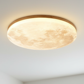 Minimalist Flush Mount Round Moon Ceiling Light