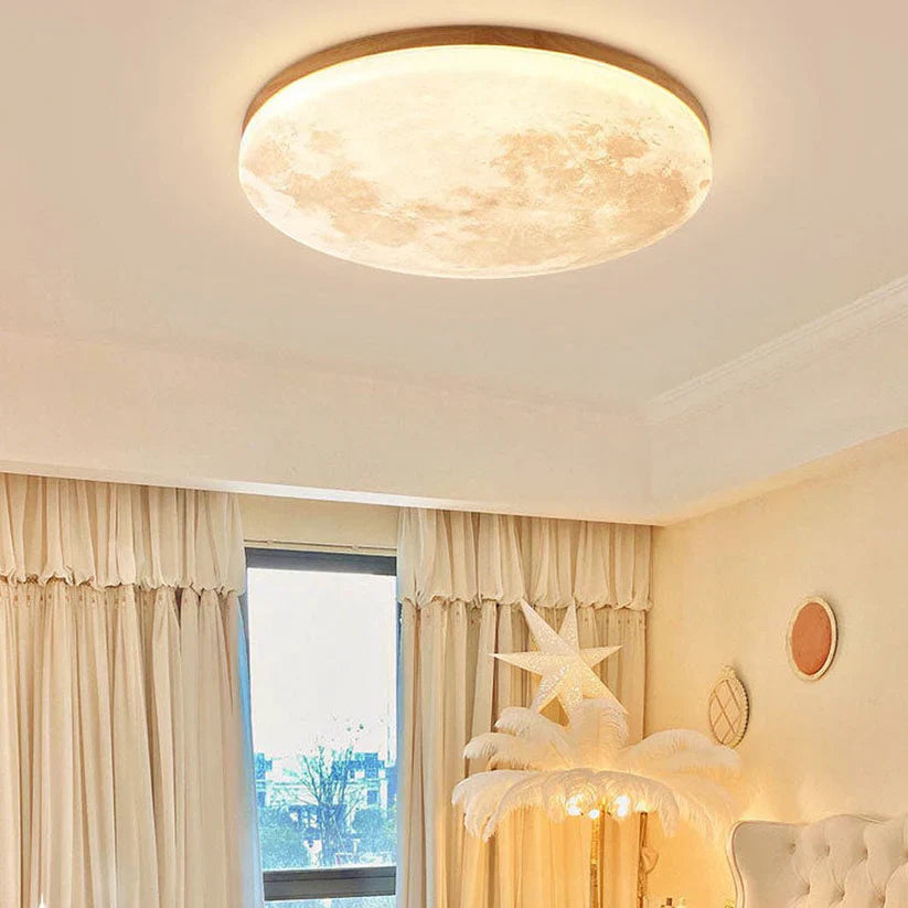 Minimalist Flush Mount Round Moon Ceiling Light