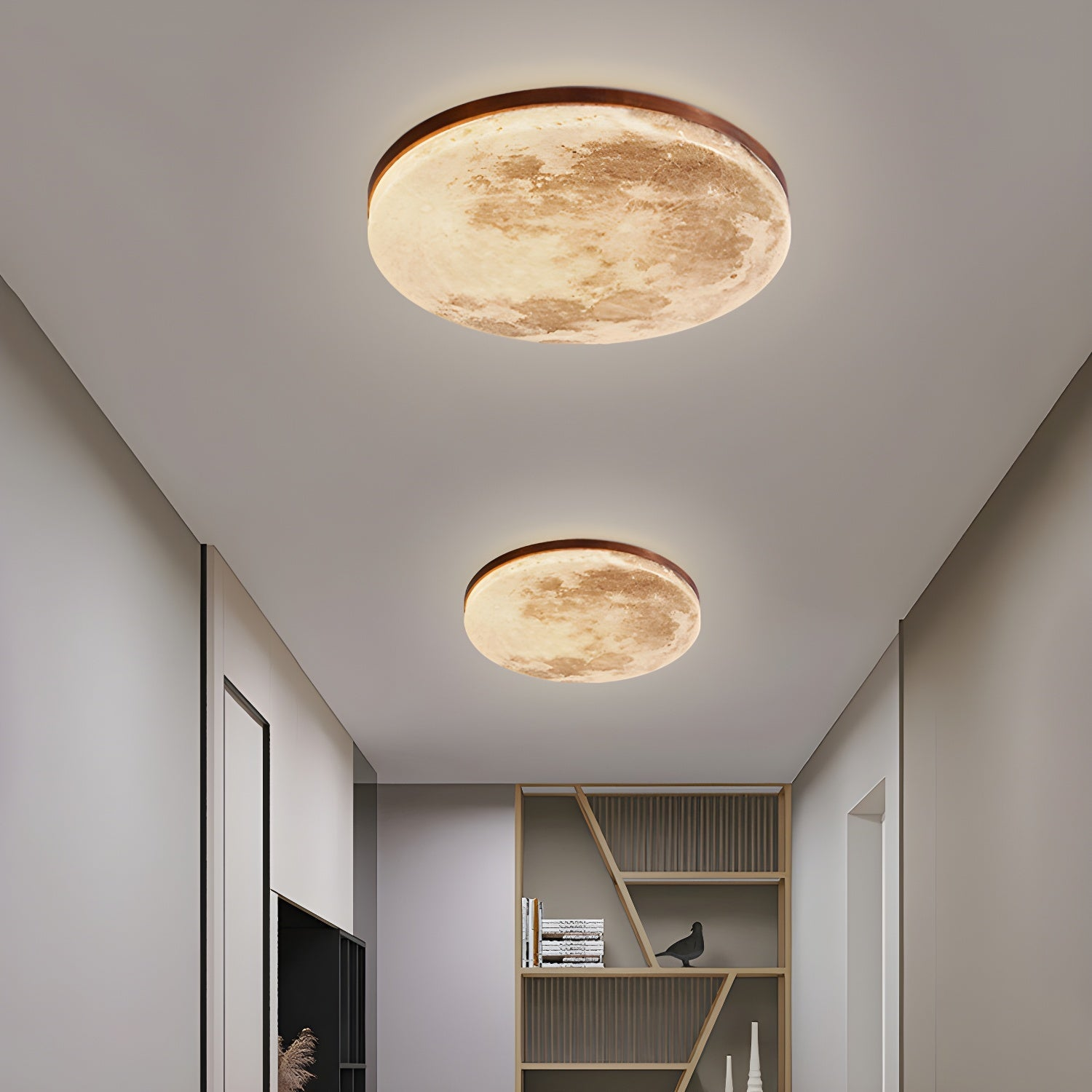 Minimalist Flush Mount Round Moon Ceiling Light