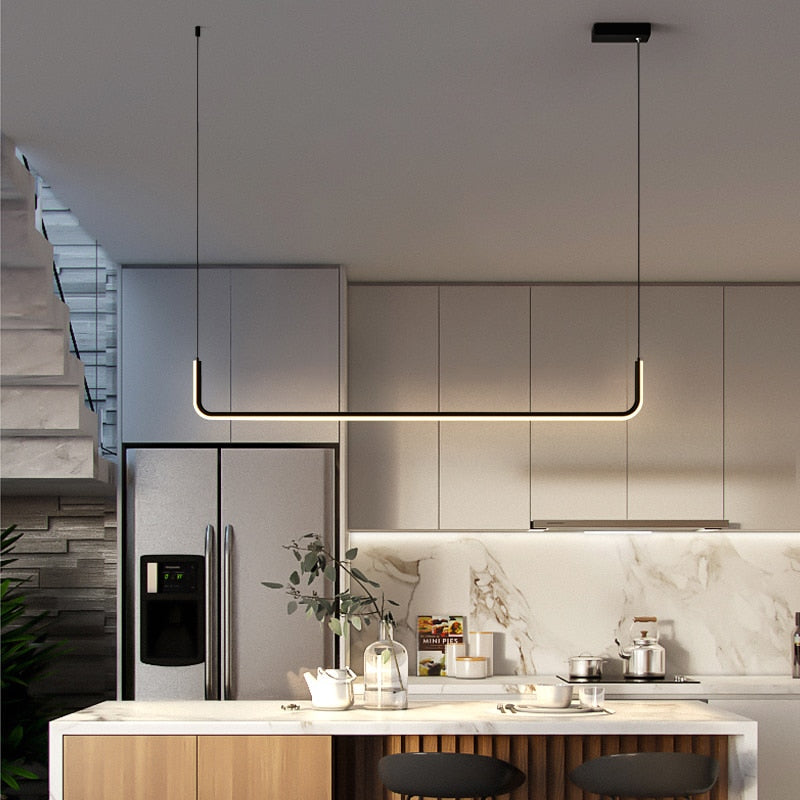 Contemporary Minimalist Double Frame Linear LED Pendant Light