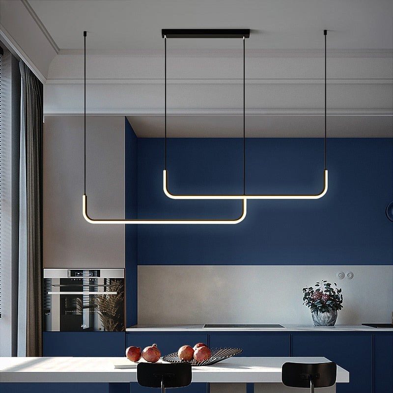 Contemporary Minimalist Double Frame Linear LED Pendant Light