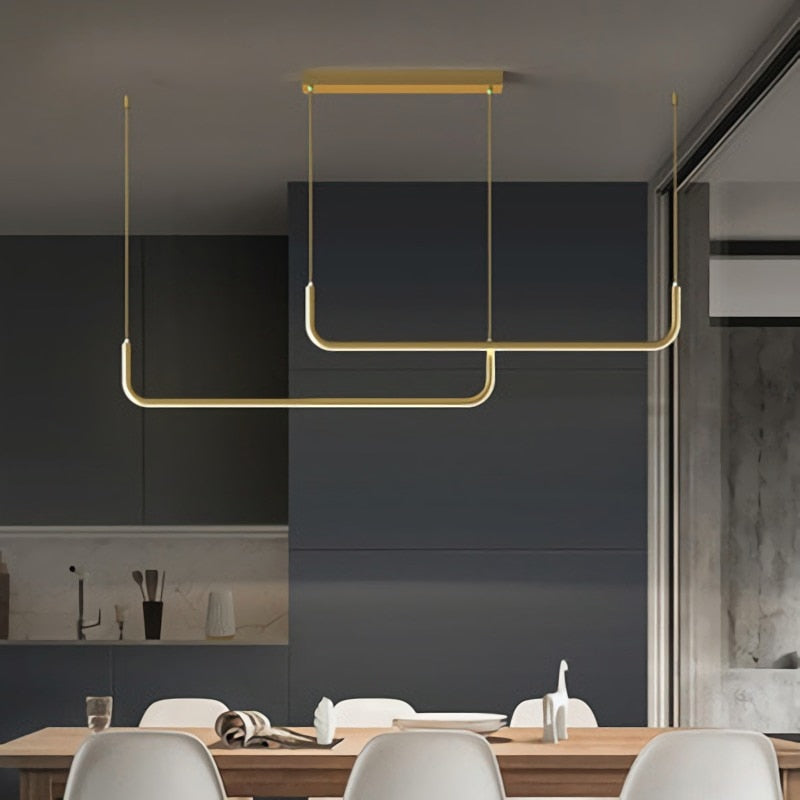 Contemporary Minimalist Double Frame Linear LED Pendant Light