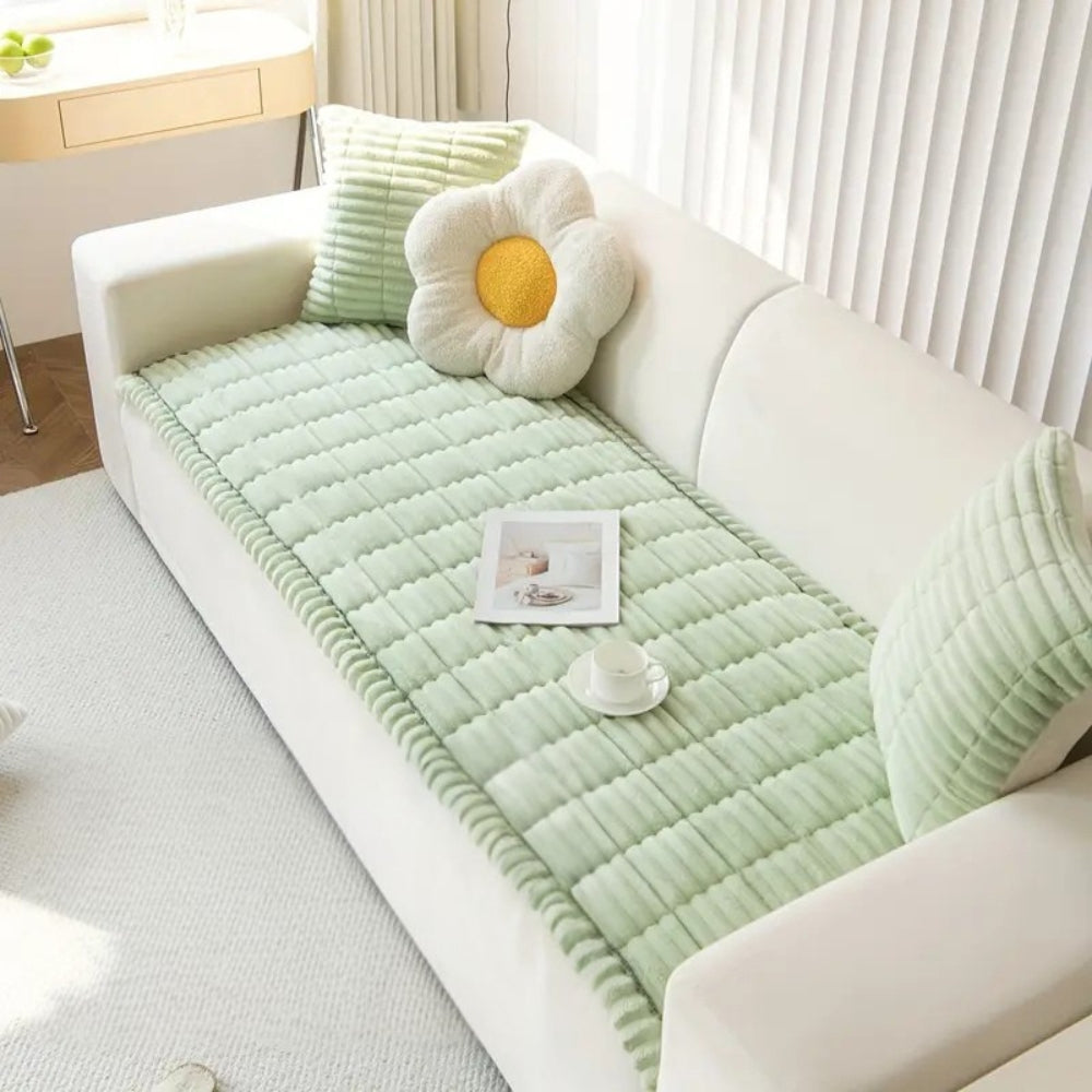 Pleated Edges Textured Sofa Cover