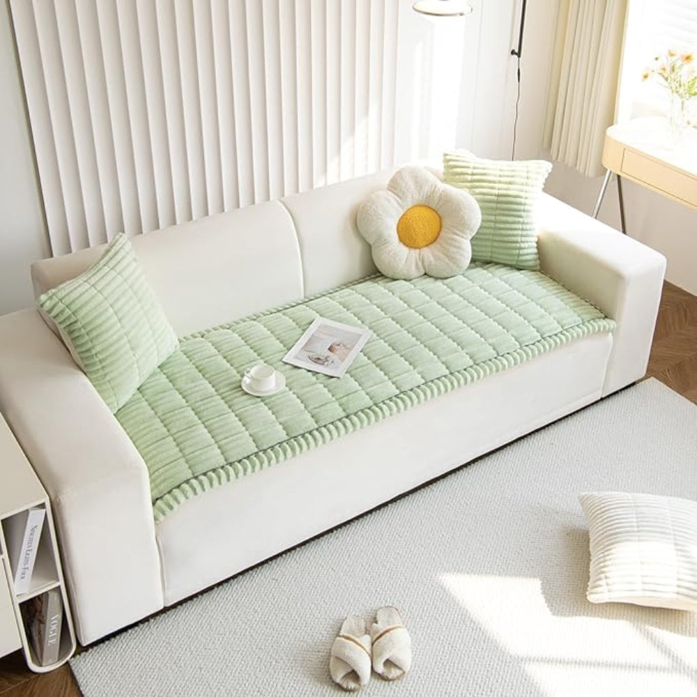 Pleated Edges Textured Sofa Cover