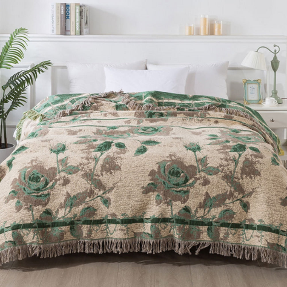 Textured Floral Print Throw Blanket