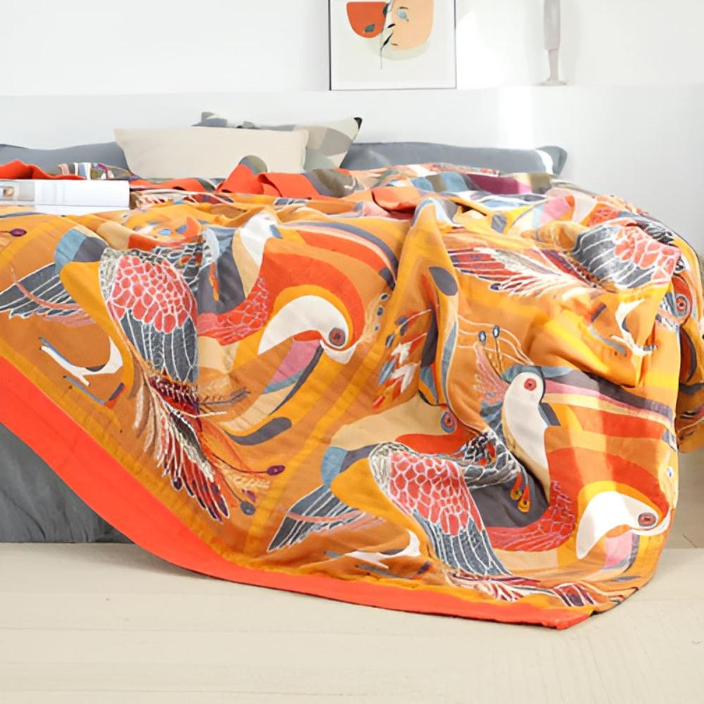 Tropical Toucan Pattern Throw Blanket