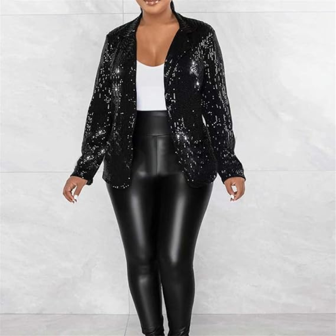 Women's Glittery Party Blazer | Open Front