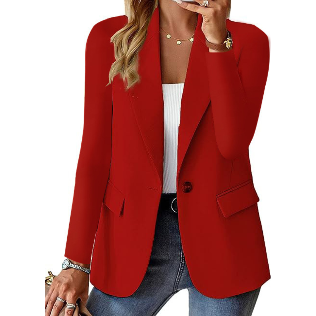 Women's Business Casual Red Blazer | Long Sleeve