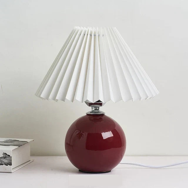 Vintage Style Pleated Table Lamp for Bedroom and Living Room