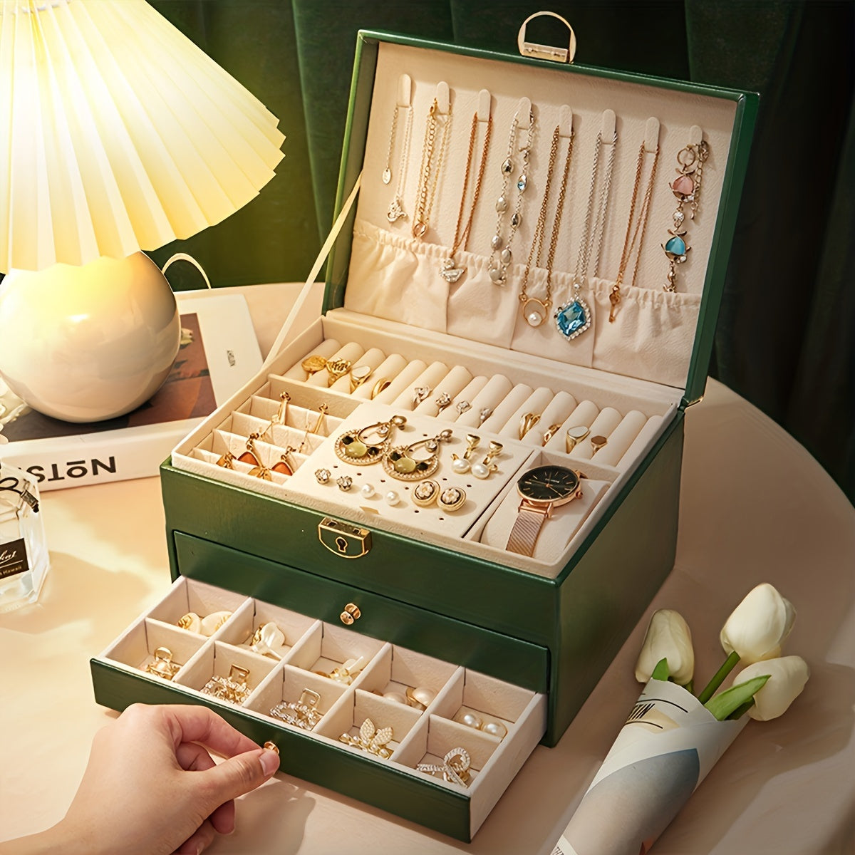 Three-Layer Jewelry Box Organizer