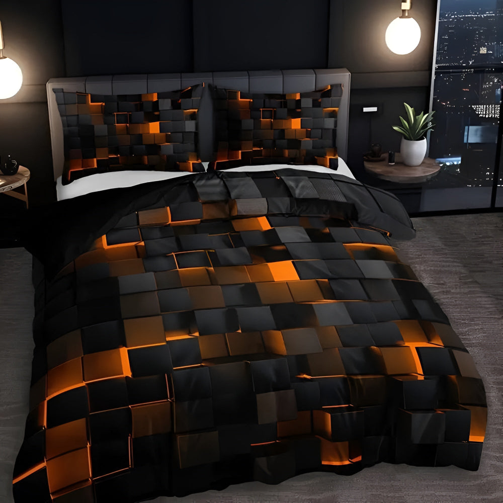 Geometric 3 Piece Quilt Cover Set