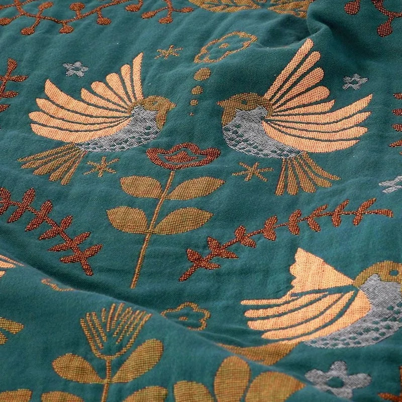 Reversible Scandanavian Bird Throw Blanket