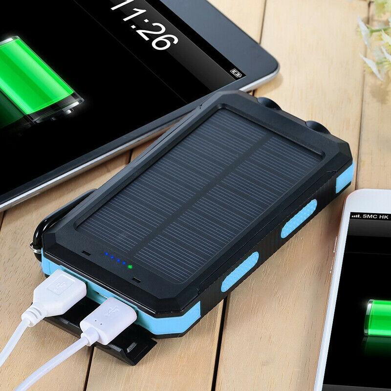 Portable Solar Power Bank with LED Flashlight