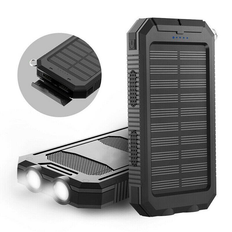 Portable Solar Power Bank with LED Flashlight