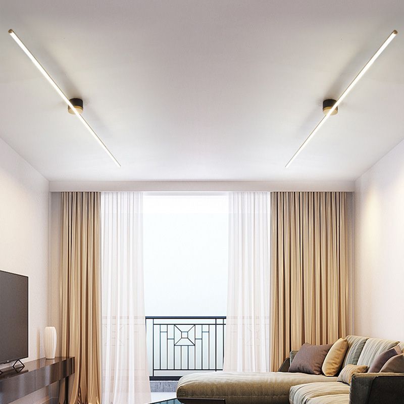 Modern Linear LED Semi Flush Mount Ceiling Light