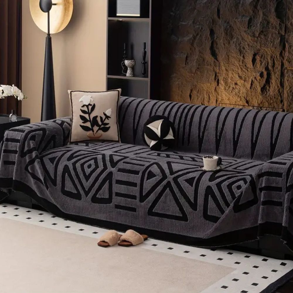 Knitted Maze Print Sofa Cover