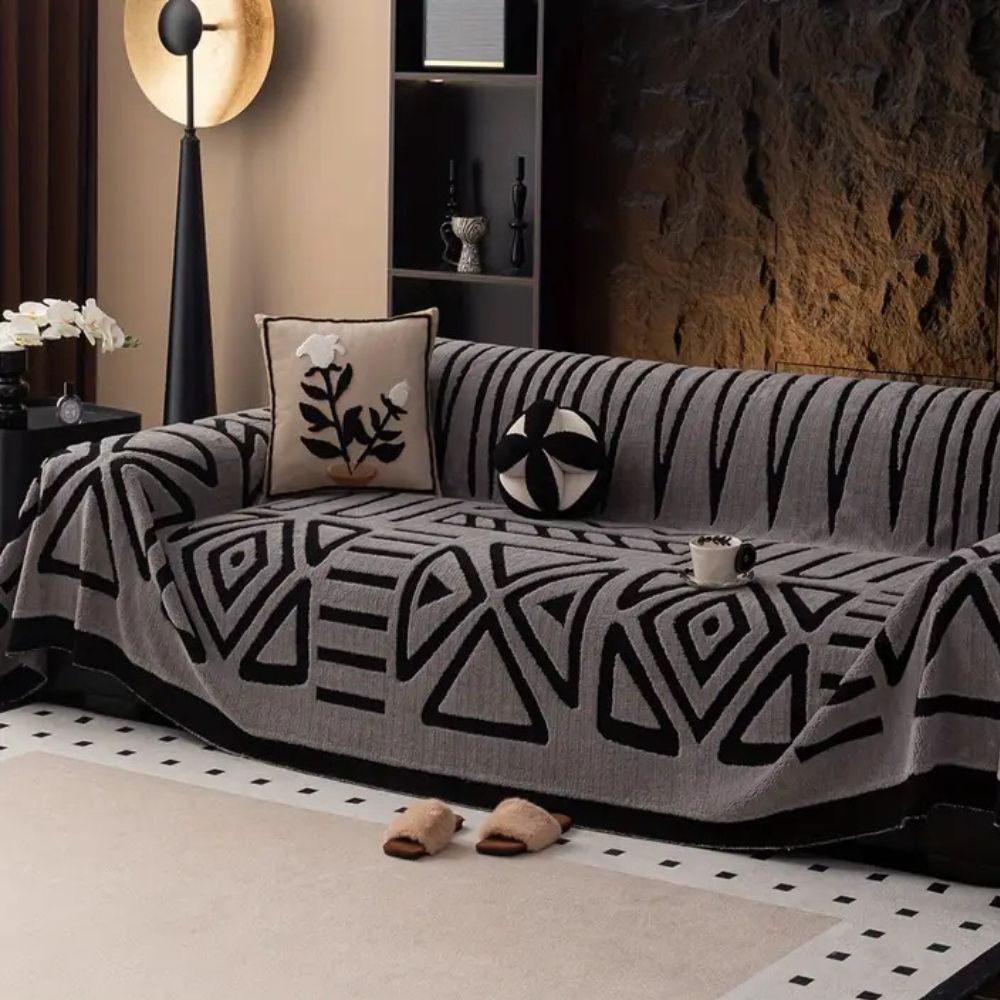 Knitted Maze Print Sofa Cover