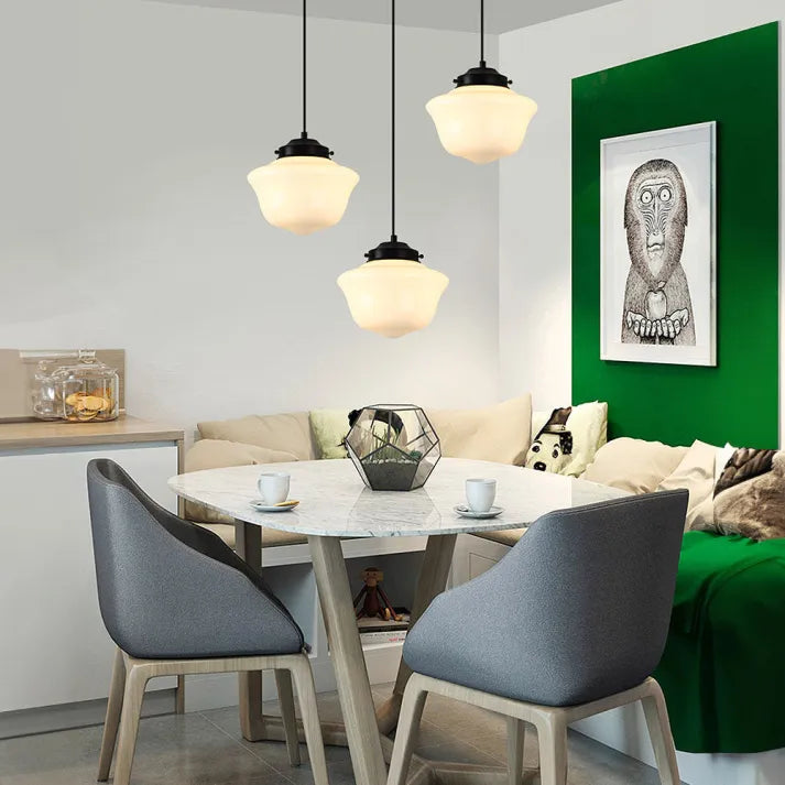 Mid Century Art Deco Pendant Light with Geometric Shade