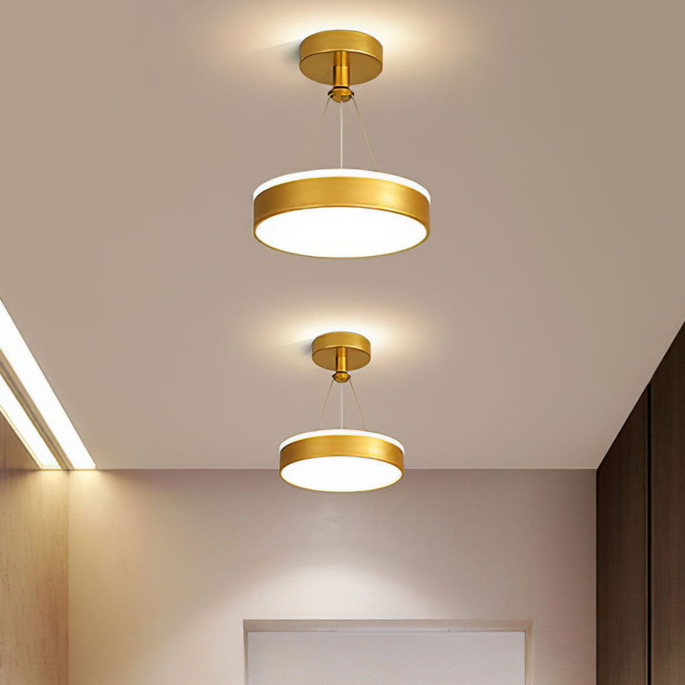 Minimalist Gold and Black Circular LED Pendant Light Fixture