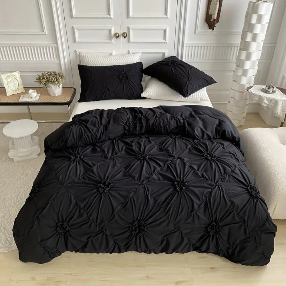 Ruffle Flower Textured Quilt Cover Set