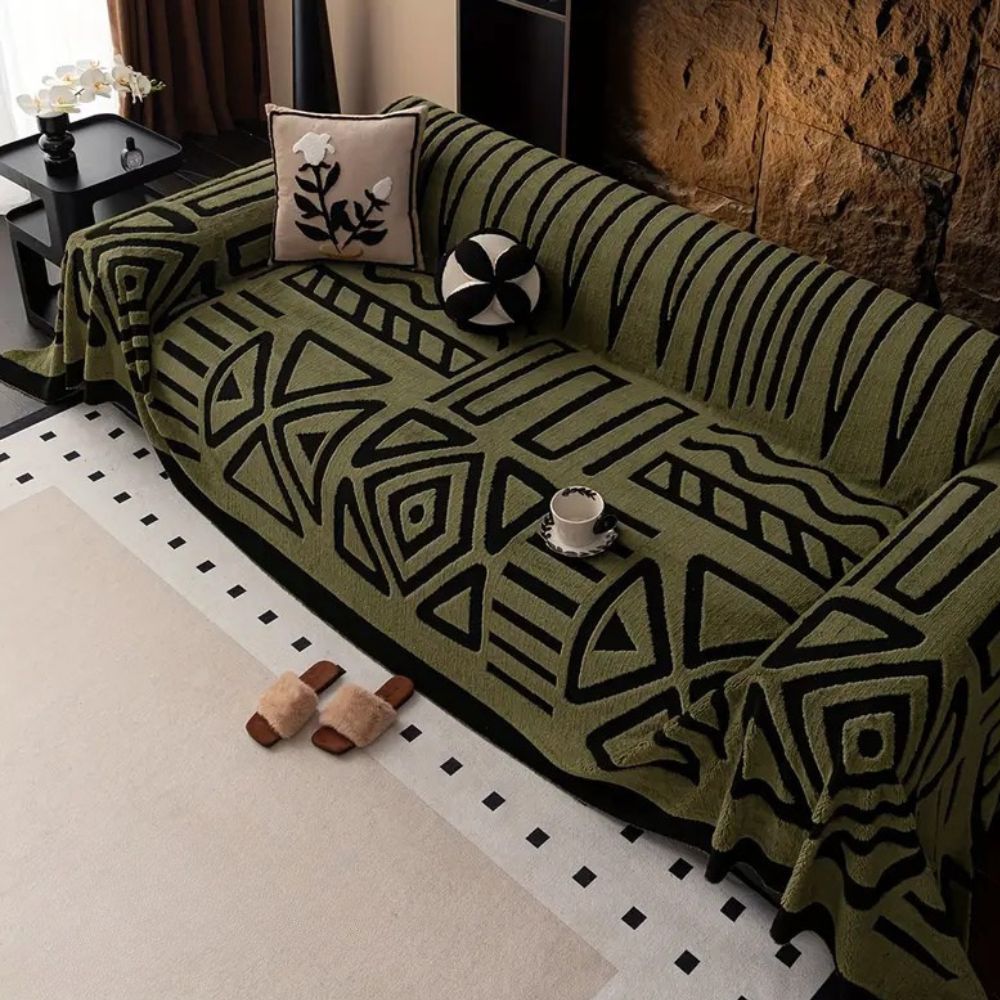 Knitted Maze Print Sofa Cover