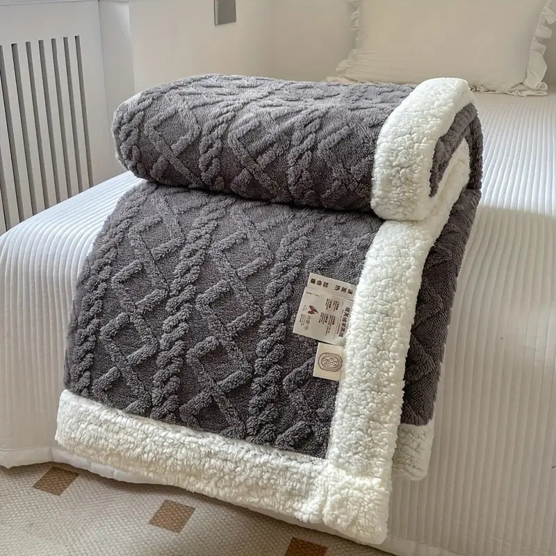 Textured Knitted Throw Blanket