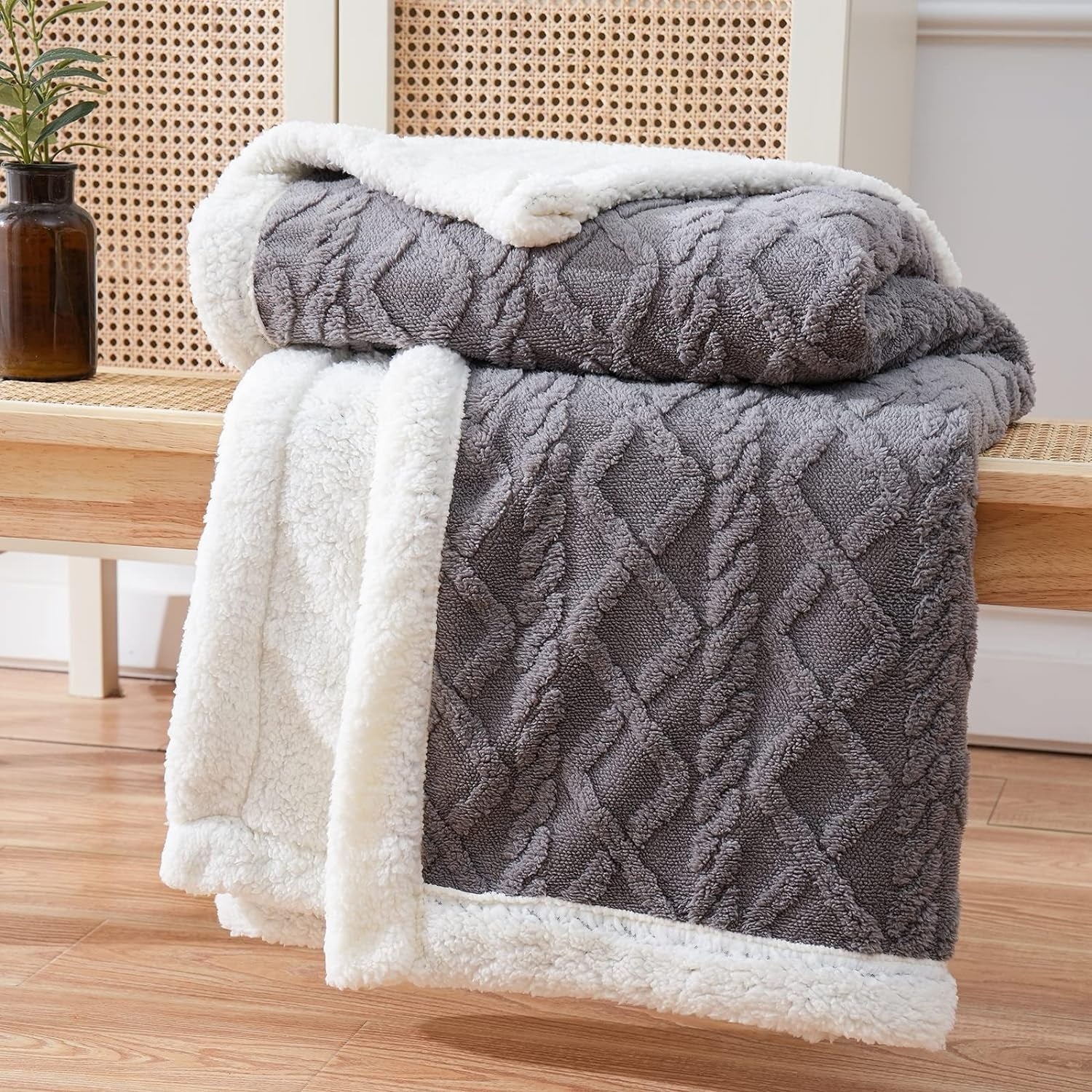 Textured Knitted Throw Blanket